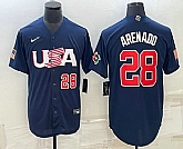 Men's USA Baseball #28 Nolan Arenado Number 2023 Navy World Baseball Classic Stitched Jersey,baseball caps,new era cap wholesale,wholesale hats